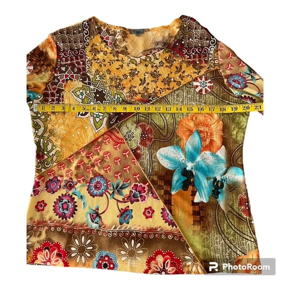 Caia XL tropical print 3/4 sleeve top EUC worn once - Picture 5 of 8